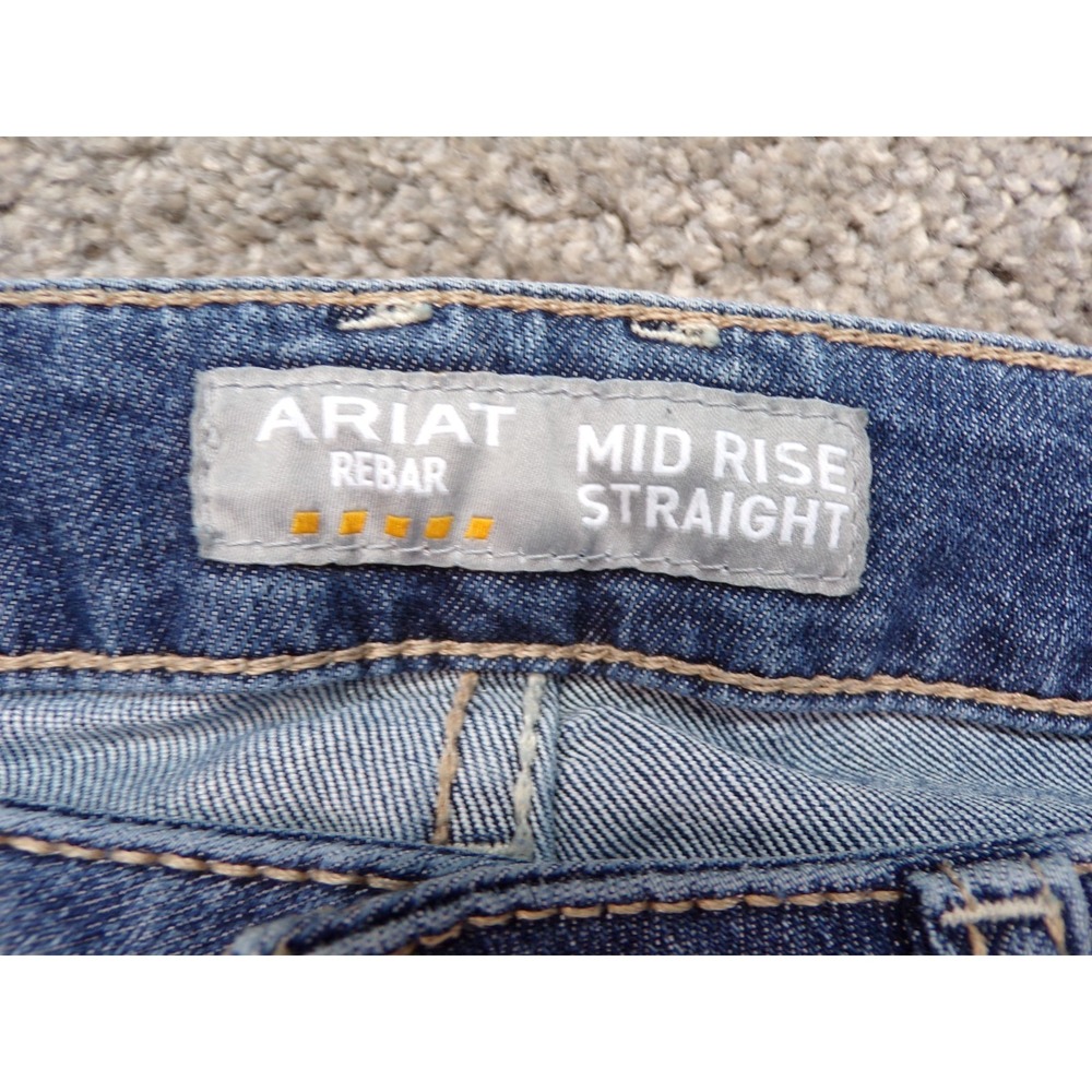 Ariat Rebar Mid Rise Straight Jean Womens Sz 27L Blue Cargo Pockets Pants - Picture 5 of 16